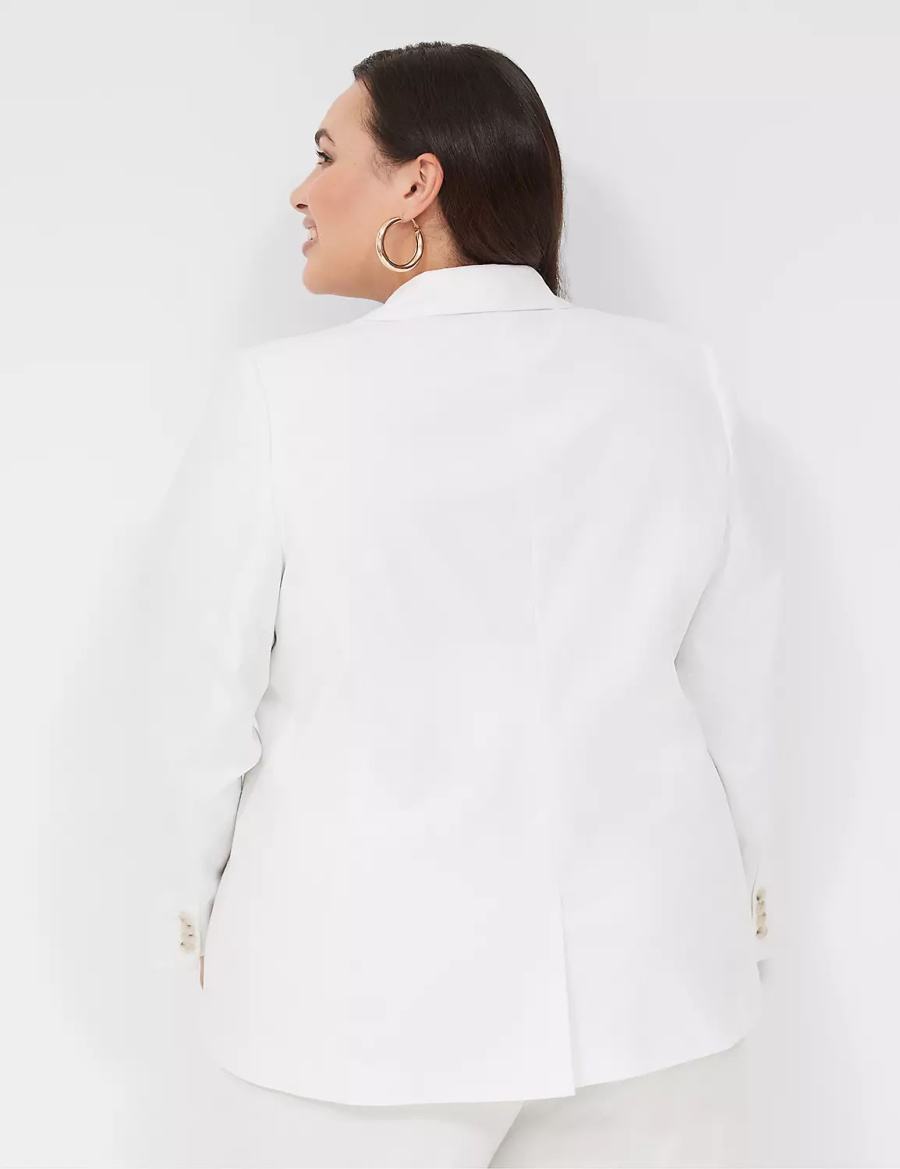 Lane Bryant Linen One-Button Blazer Dames Wit | MTO9822JP