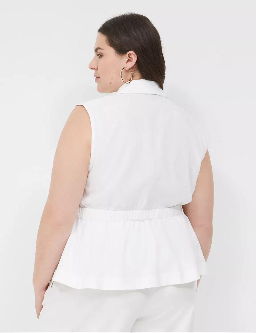 Lane Bryant Linen Peplum Vest Dames Wit | KFG8992TH