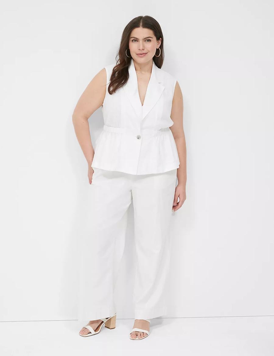 Lane Bryant Linen Peplum Vest Dames Wit | KFG8992TH
