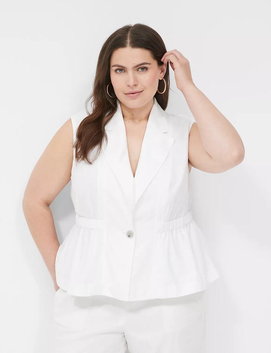 Lane Bryant Linen Peplum Vest Dames Wit | KFG8992TH