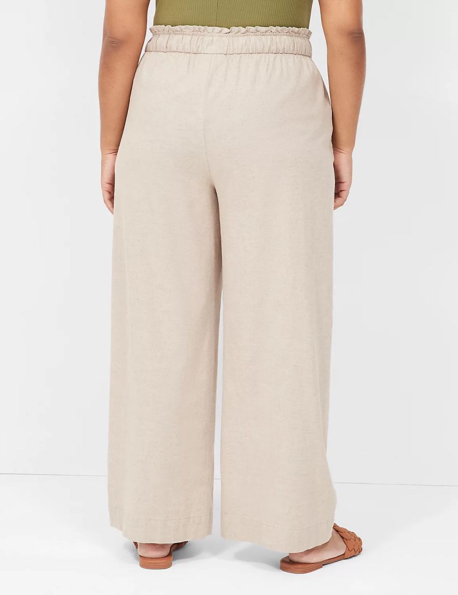 Lane Bryant Linen Wide Leg Broek Dames Beige | THS4163PF