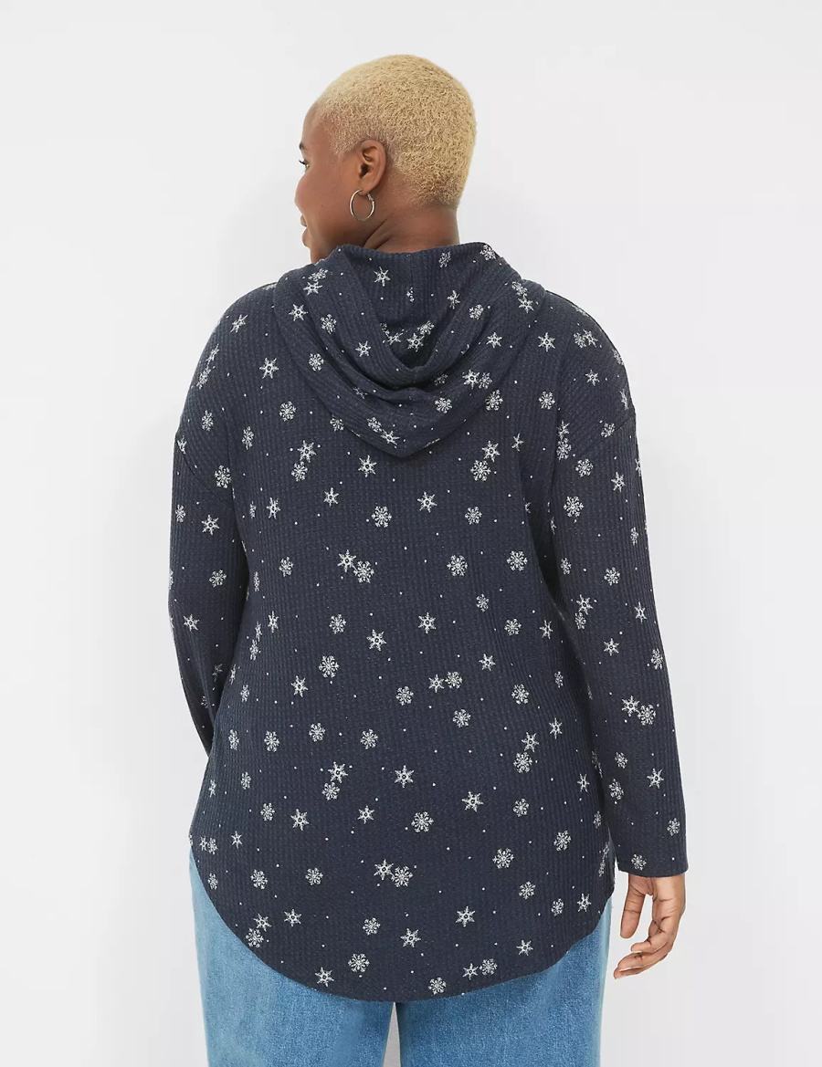 Lane Bryant Long-Sleeve Curved-Hem Tee T-shirts Dames Donkerblauw | WWR9230RP