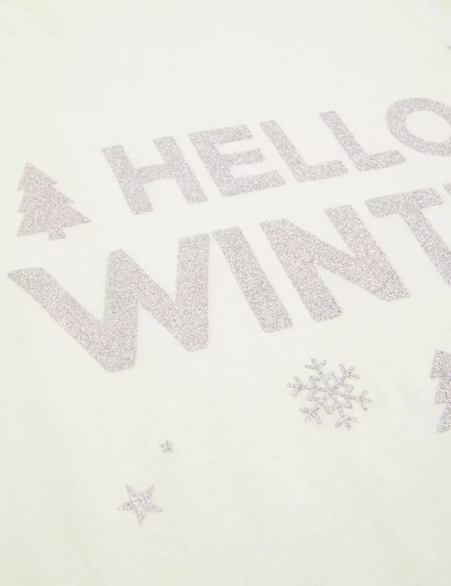 Lane Bryant Long-Sleeve Hello Winter Graphic Tee T-shirts Dames Lichtgroen | CJO373JH