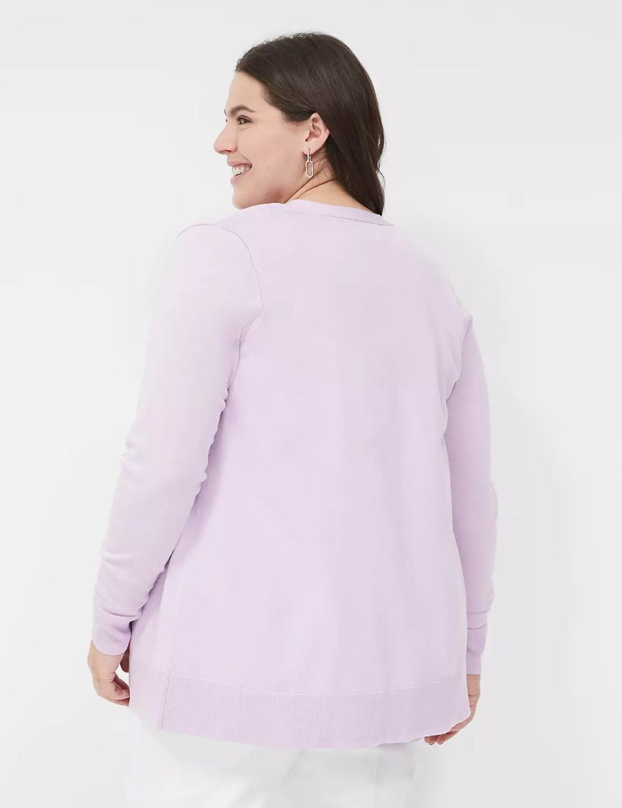 Lane Bryant Long-Sleeve Open-Front Cardigan Dames Paars | YXF978HG