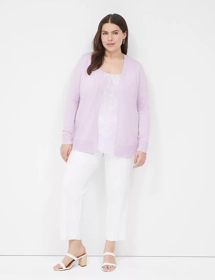 Lane Bryant Long-Sleeve Open-Front Cardigan Dames Paars | YXF978HG