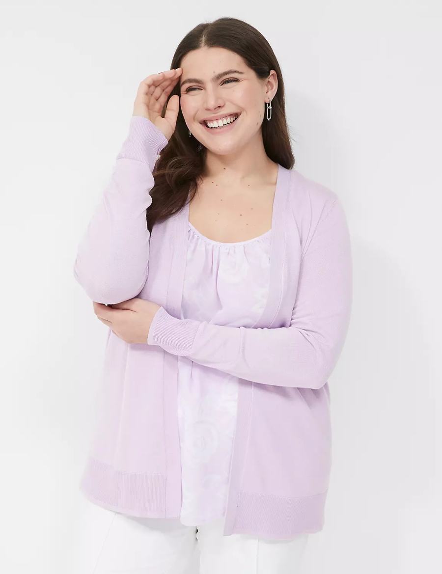 Lane Bryant Long-Sleeve Open-Front Cardigan Dames Paars | YXF978HG