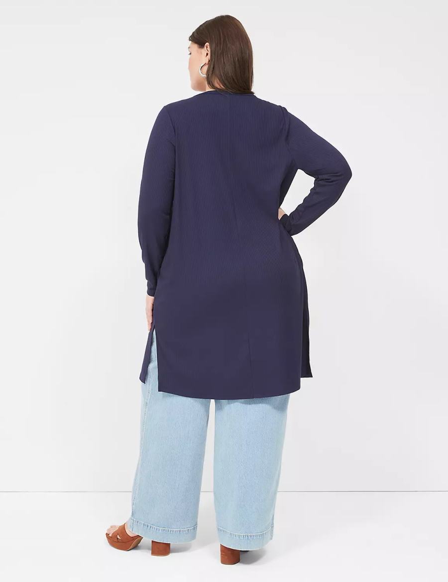 Lane Bryant Long-Sleeve Open-Front Overpiece Badjas Dames Blauw | XAV918KN
