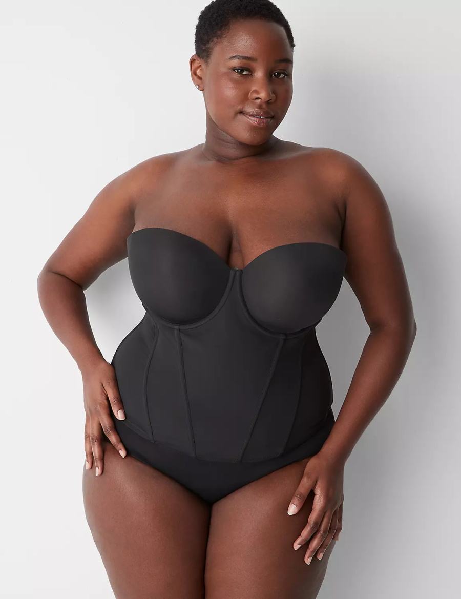 Lane Bryant Low-Back Multiway Bustier Bralettes Dames Zwart | WSA7192HR