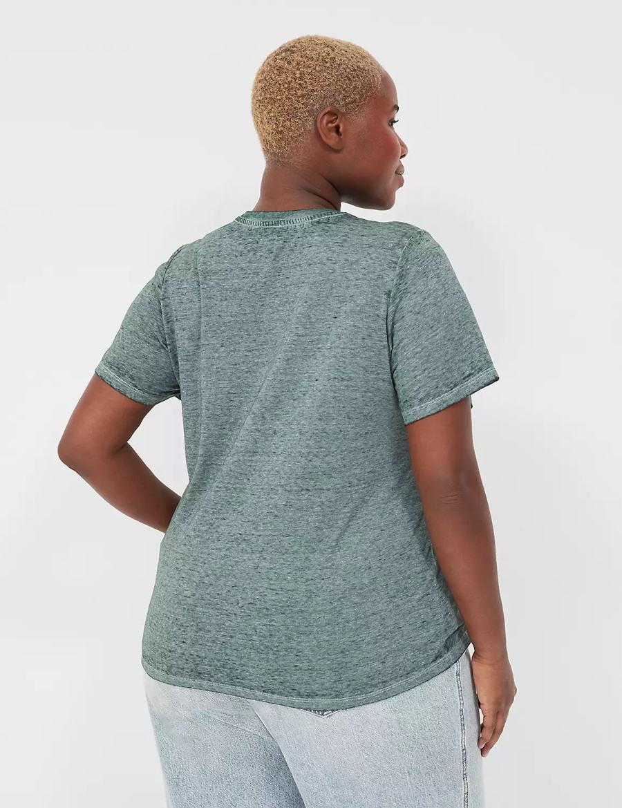 Lane Bryant Luckiest Burnout Graphic Tee T-shirts Dames Groen | SAC5998GZ