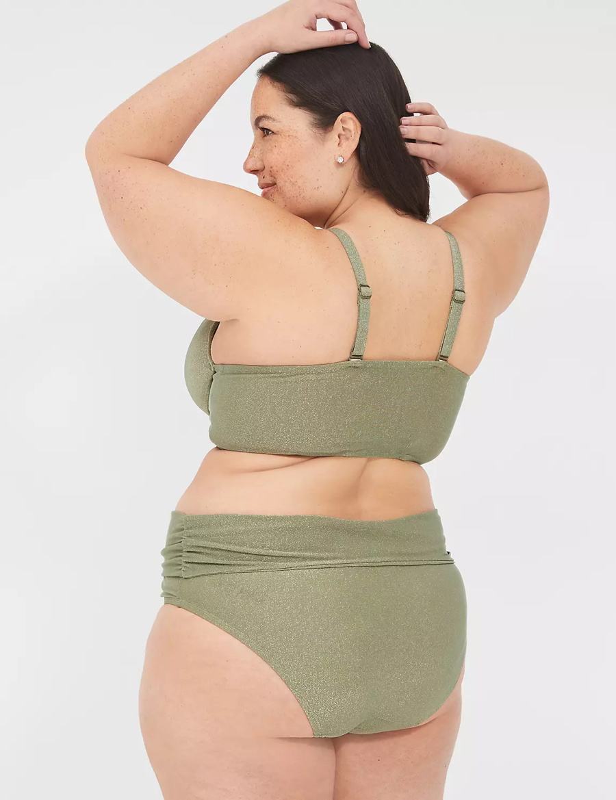 Lane Bryant Lurex Foldover-Waist Swim Slips Dames Groen | HNW6669FM