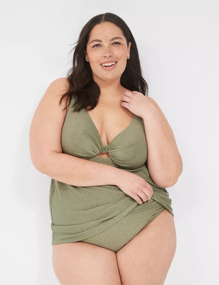 Lane Bryant Lurex Foldover-Waist Swim Slips Dames Groen | HNW6669FM