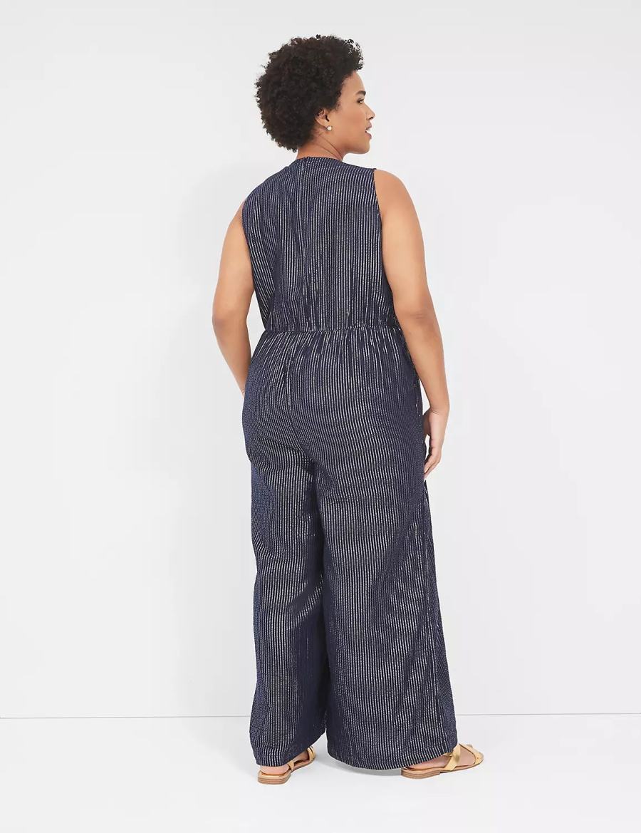 Lane Bryant Lurex Gauze Easy Jumpsuit Dames Blauw | GCS1172OV
