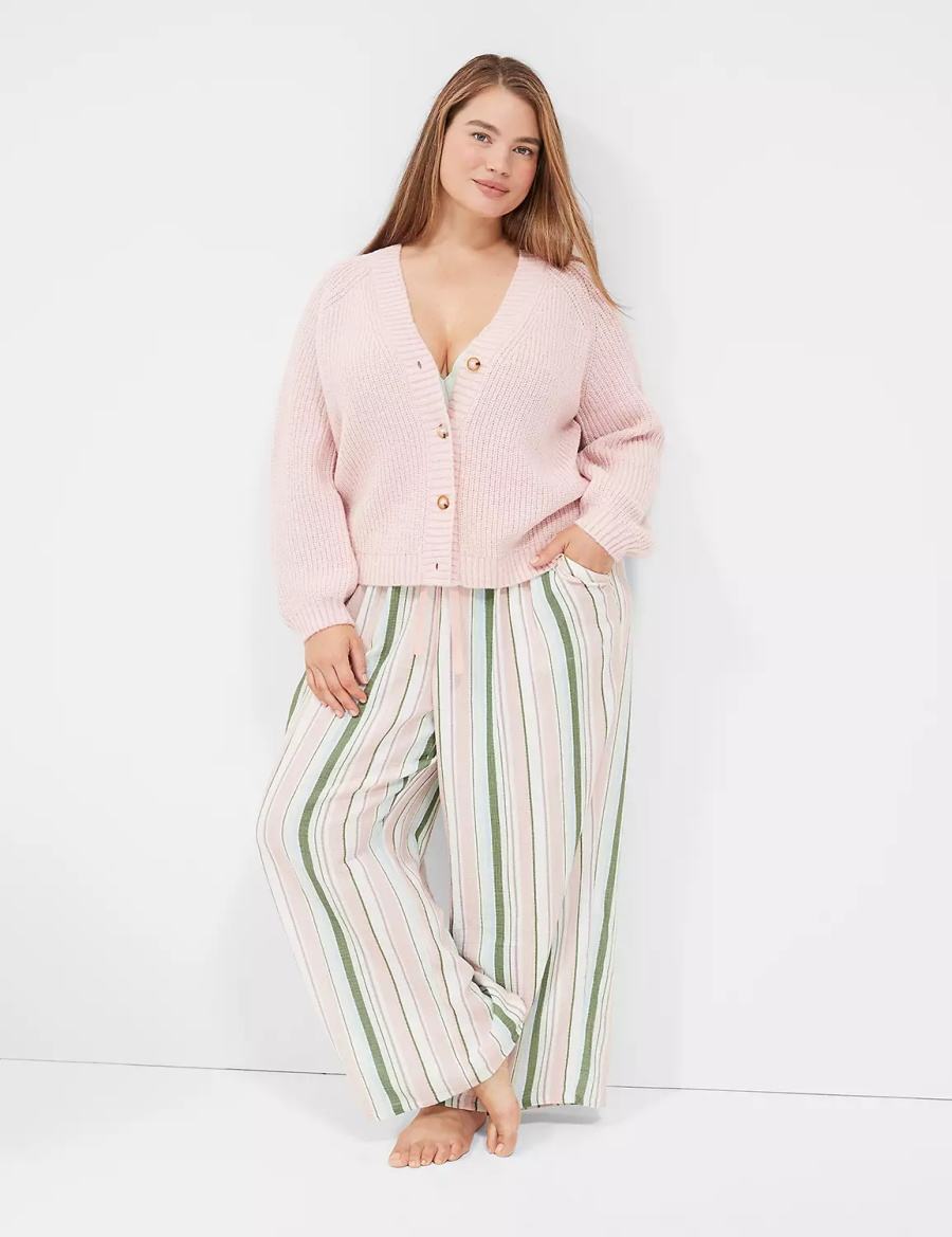 Lane Bryant Lurex Knit Sleep Cardigan Dames Roze | HUZ3054DR