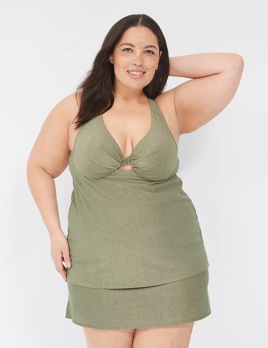 Lane Bryant Lurex Side Slit Swim Rokken Dames Groen | TKB9425TX