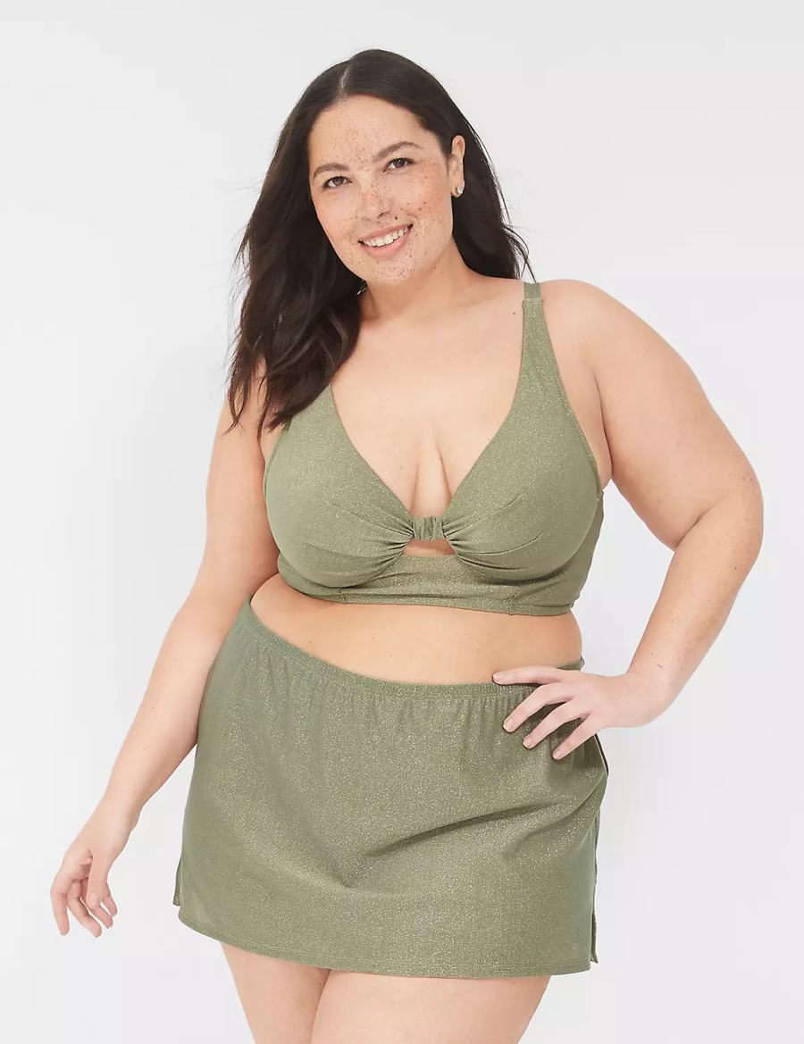 Lane Bryant Lurex Side Slit Swim Rokken Dames Groen | TKB9425TX