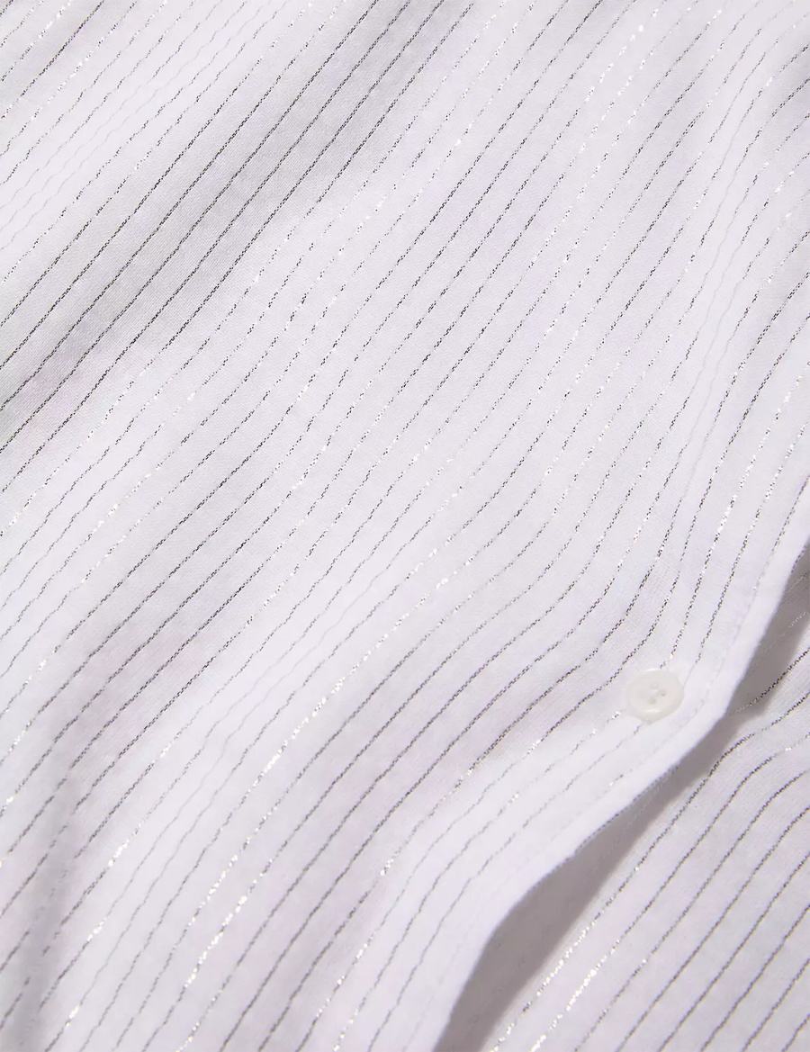 Lane Bryant Lurex Stripe Button-Front Cover-Up Overhemd Dames Wit | YCI9797XC