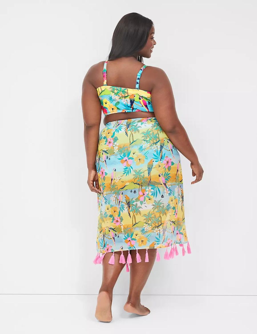 Lane Bryant Lurex Tassel-Trimmed Sarong Badpakken Dames Geel Gekleurd | WOQ3363FB