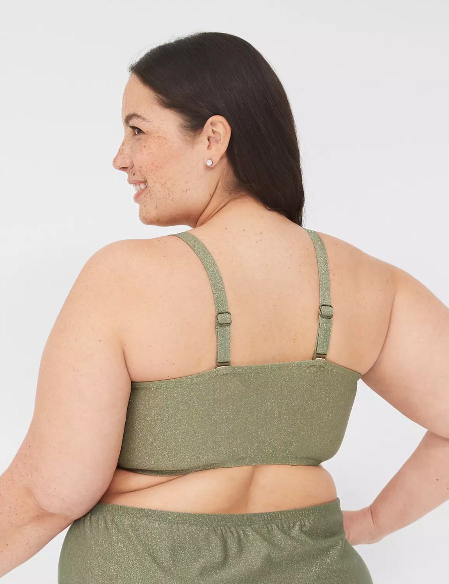 Lane Bryant Lurex Underwire Knot-Front Bikinitop Dames Groen | TBB2923DP