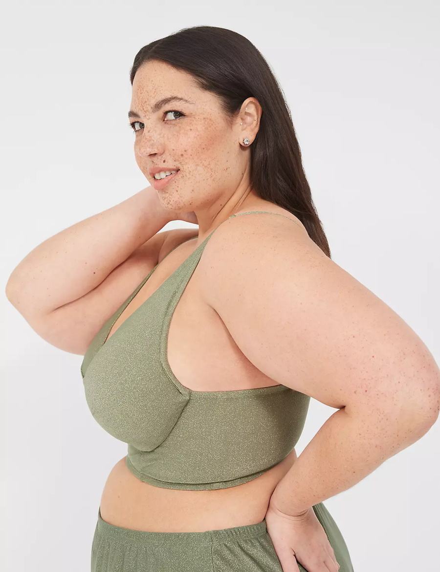Lane Bryant Lurex Underwire Knot-Front Bikinitop Dames Groen | TBB2923DP