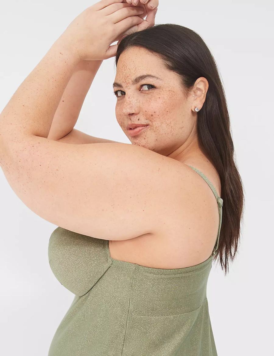 Lane Bryant Lurex Underwire Knot-Front Tankini Bikinitop Dames Groen | SPM7279PC