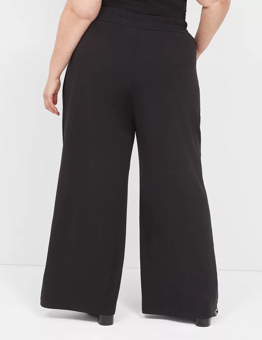 Lane Bryant Matte Jersey Pull-On Wide Leg Broek Dames Zwart | KBT601JF