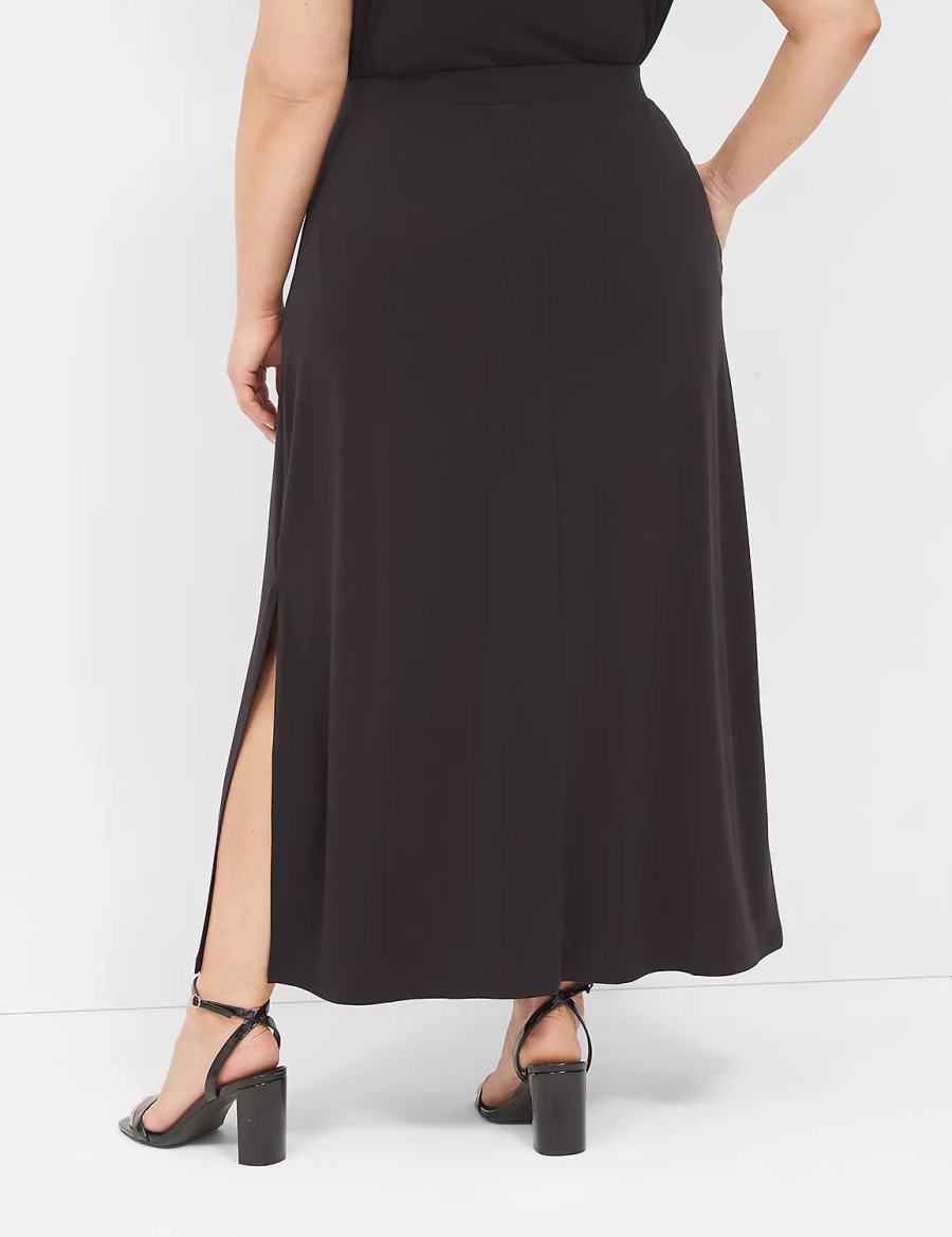Lane Bryant Matte Jersey Side-Slit Maxi Rokken Dames Zwart | GIA3950IM
