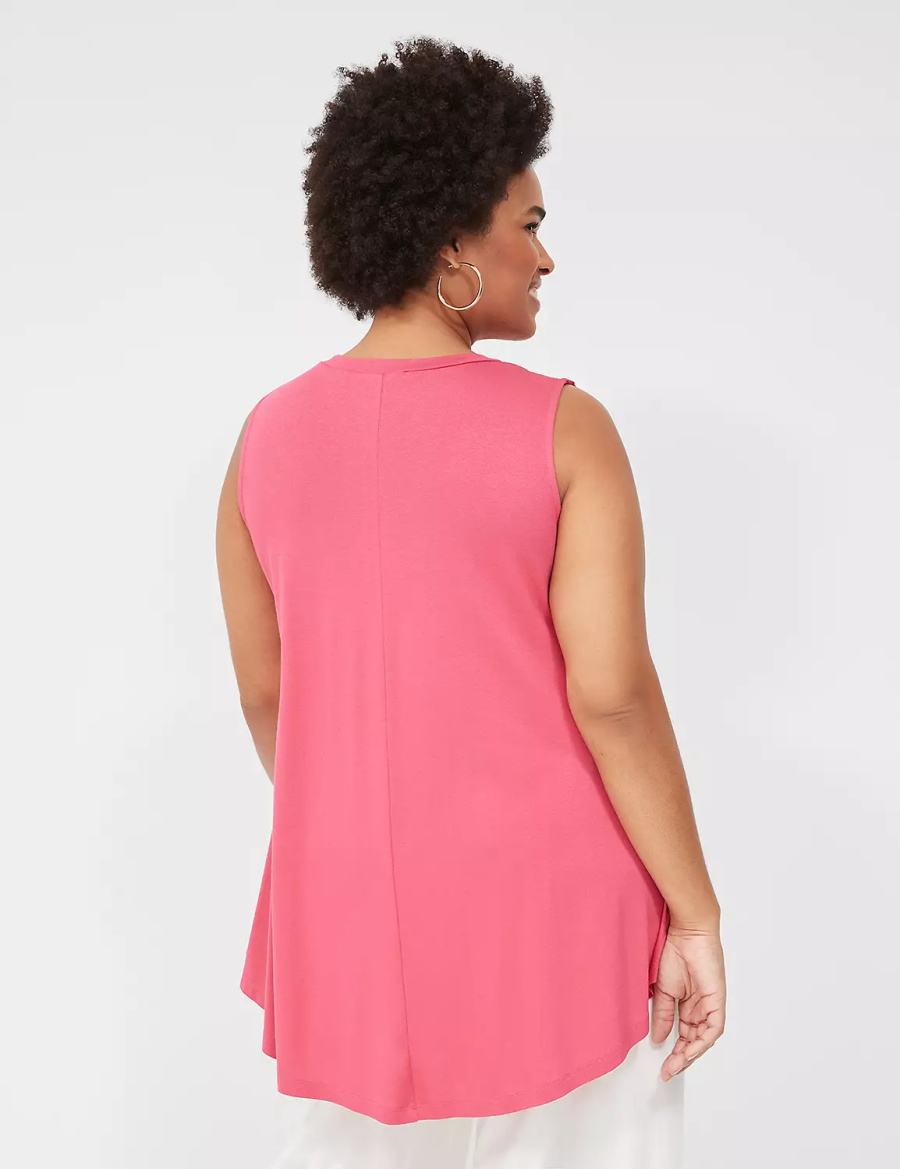 Lane Bryant Max Swing High-Neck Smocked-Shoulder Tunic T-shirts Dames Roze | ZPQ9640RW