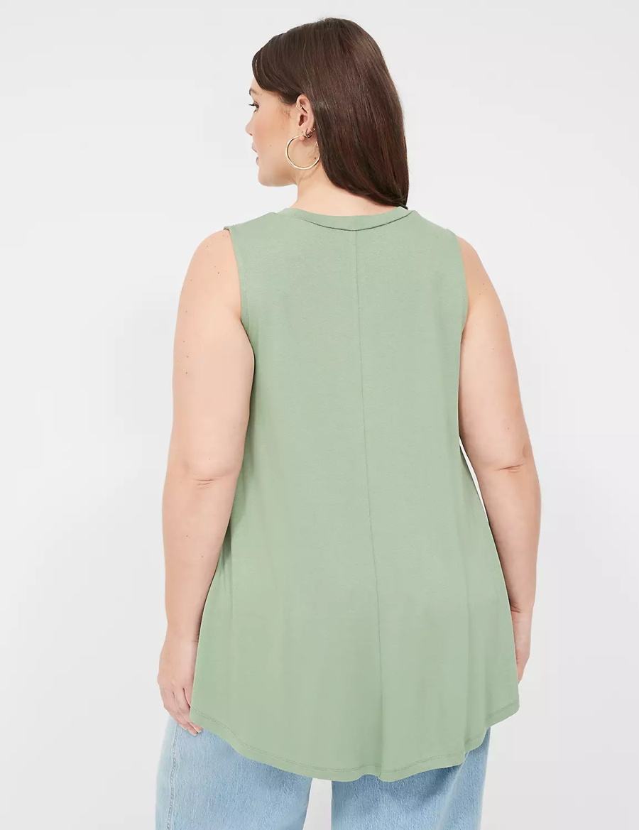 Lane Bryant Max Swing High-Neck Smocked-Shoulder Tunic T-shirts Dames Lichtgroen | XMC9841MV