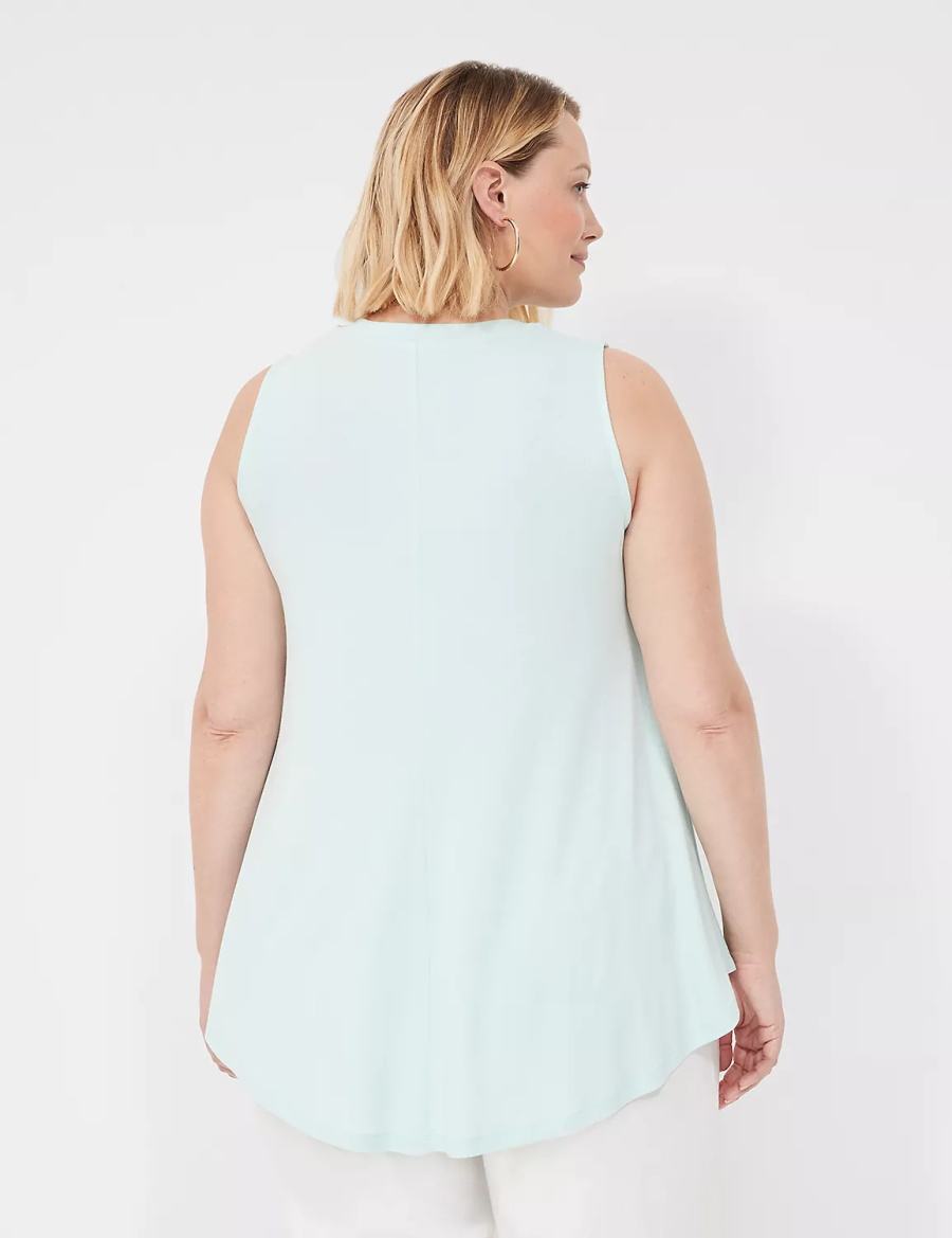 Lane Bryant Max Swing High-Neck Smocked-Shoulder Tunic T-shirts Dames Blauw | CWC9369VK