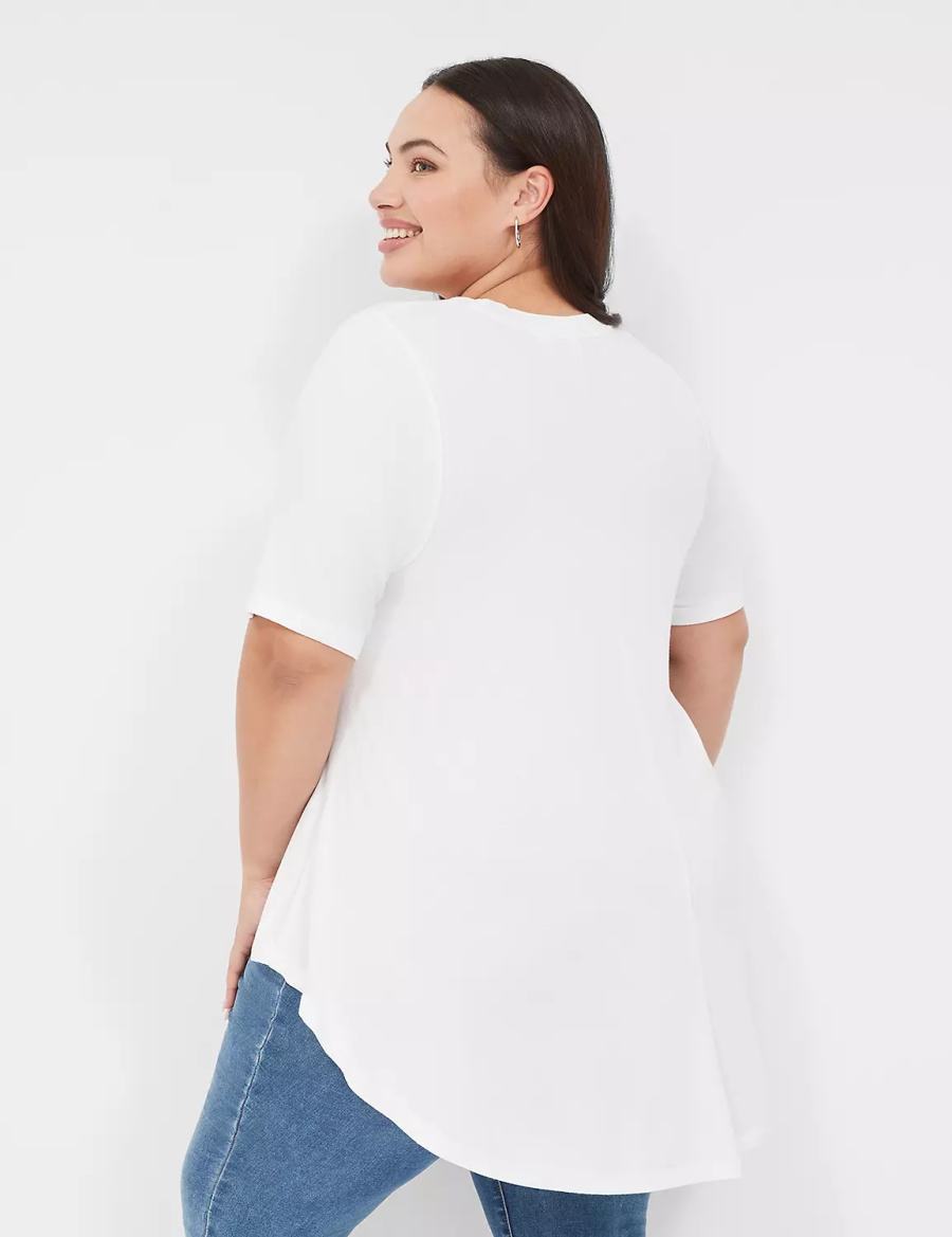 Lane Bryant Max Swing Perfect Sleeve Crew-Neck Tee T-shirts Dames Wit | SZR5748FD