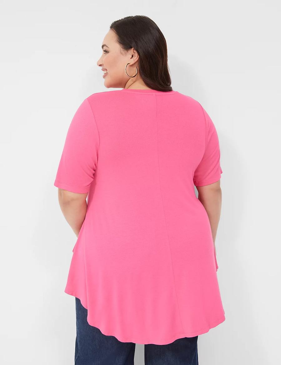 Lane Bryant Max Swing Perfect Sleeve Crew-Neck Tee T-shirts Dames Roze | TRC5694TZ