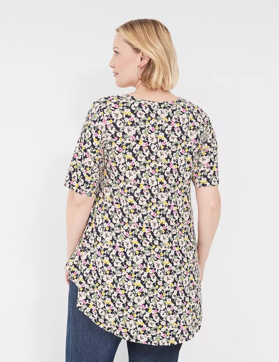 Lane Bryant Max Swing Perfect Sleeve Crew-Neck Tee T-shirts Dames Gekleurd | REV1344YY