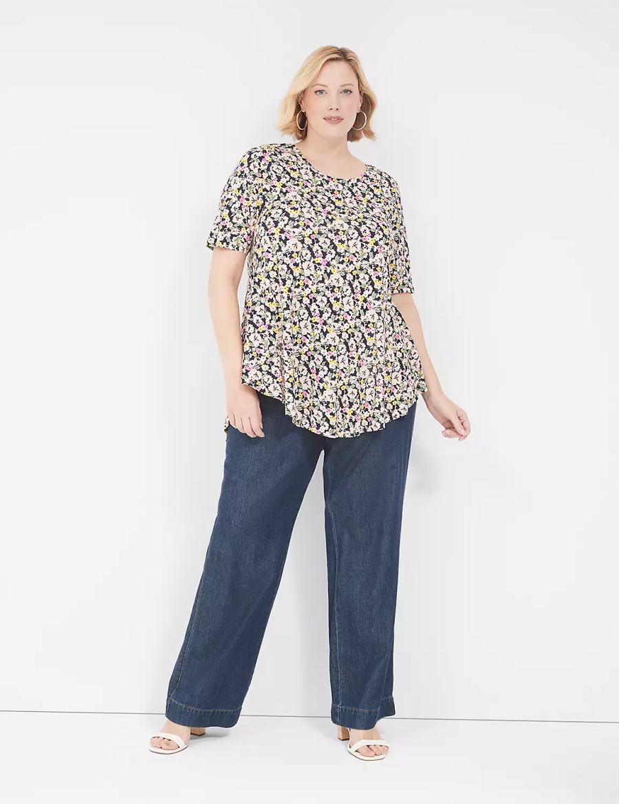 Lane Bryant Max Swing Perfect Sleeve Crew-Neck Tee T-shirts Dames Gekleurd | REV1344YY