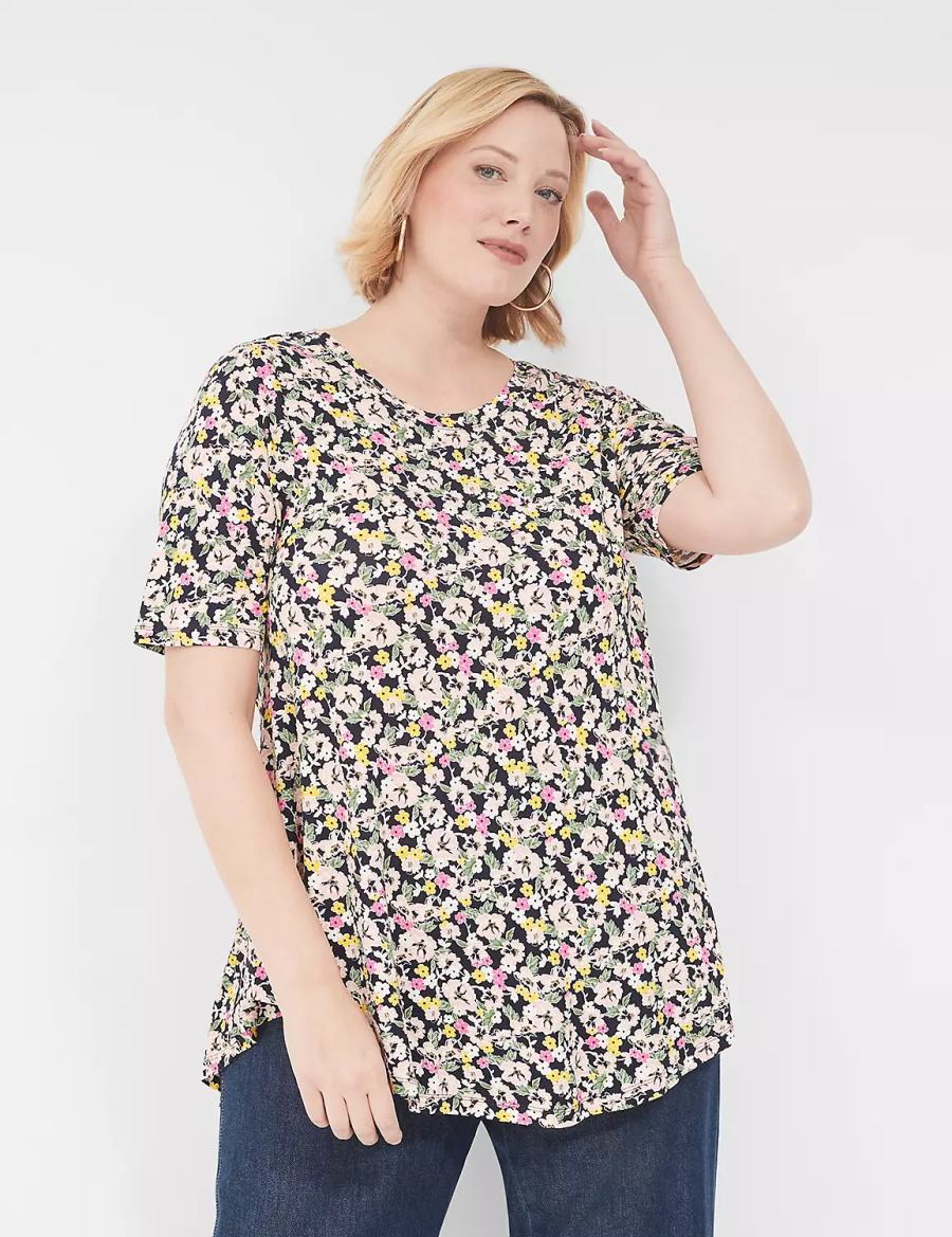 Lane Bryant Max Swing Perfect Sleeve Crew-Neck Tee T-shirts Dames Gekleurd | REV1344YY