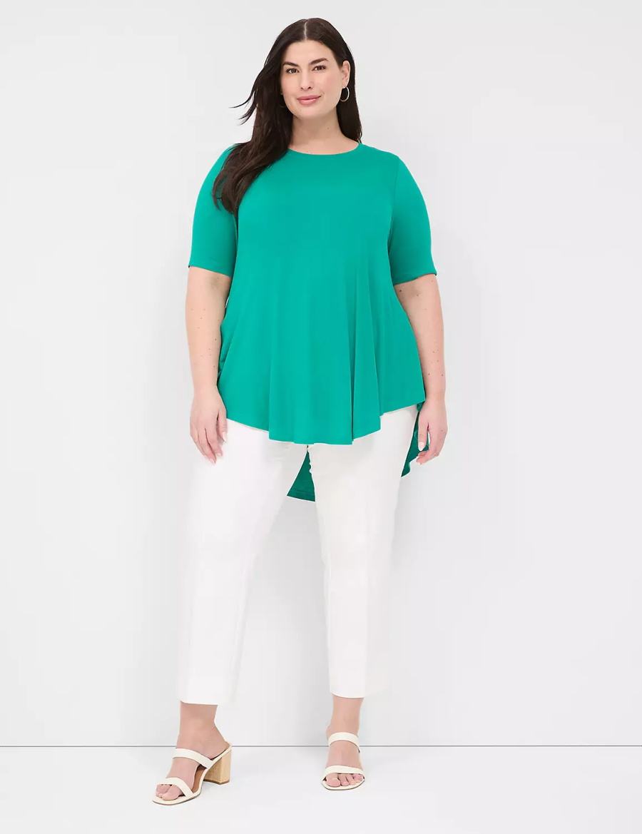 Lane Bryant Max Swing Perfect Sleeve Crew-Neck Tee T-shirts Dames Lichtturquoise | BHA6349XF