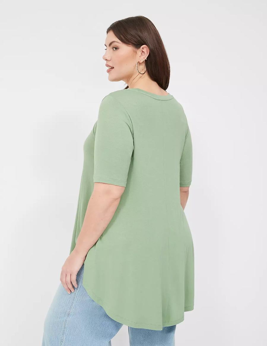Lane Bryant Max Swing Perfect Sleeve Crew-Neck Tee T-shirts Dames Lichtgroen | SRW4567UD