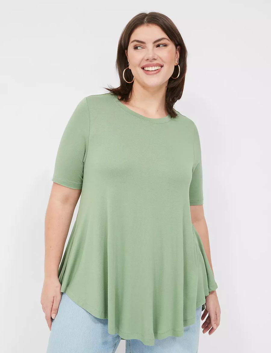 Lane Bryant Max Swing Perfect Sleeve Crew-Neck Tee T-shirts Dames Lichtgroen | SRW4567UD