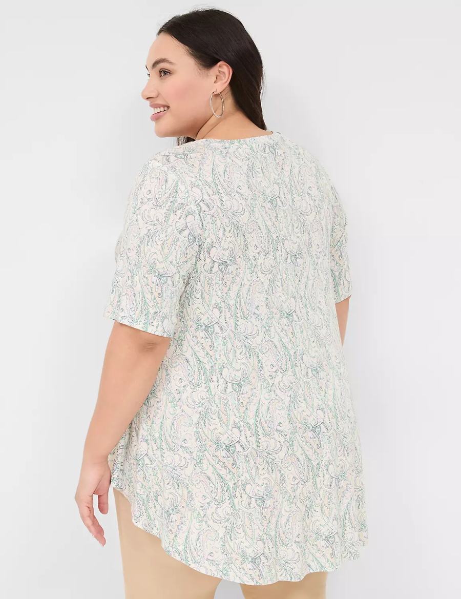 Lane Bryant Max Swing Perfect Sleeve Crew-Neck Tee T-shirts Dames Room Groen | RLM2247GY