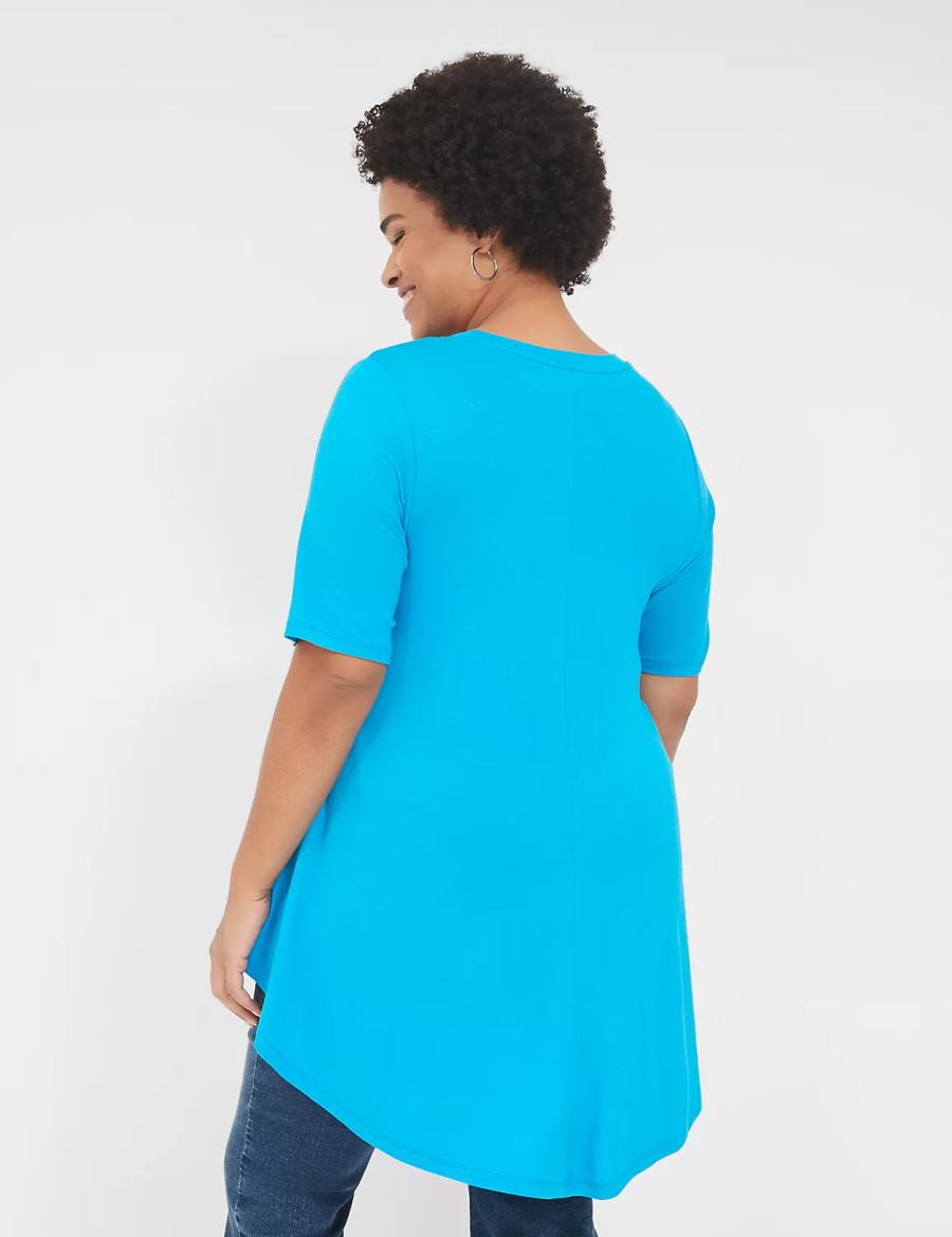 Lane Bryant Max Swing Perfect Sleeve Crew-Neck Tee T-shirts Dames Blauw | BMX9344UK