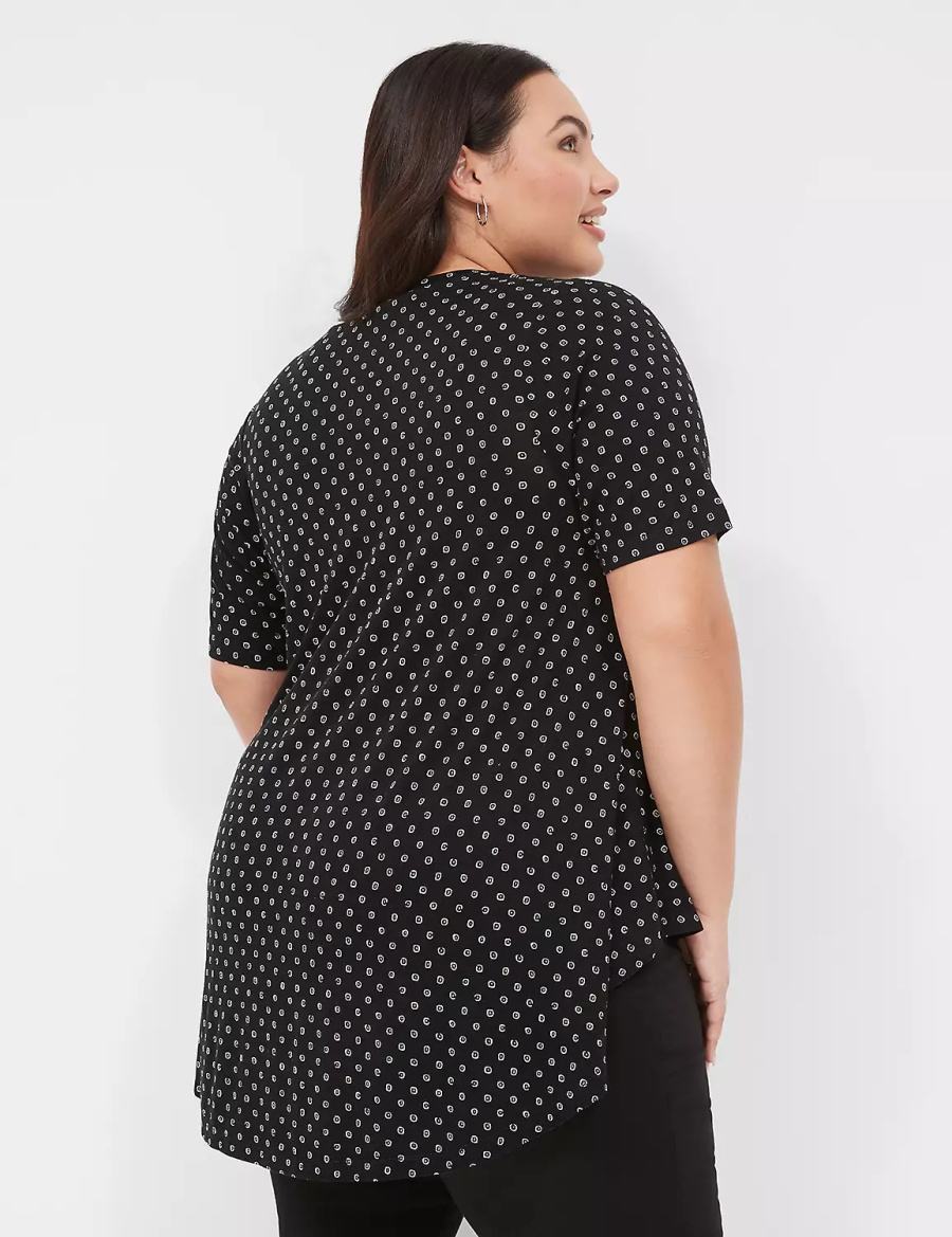 Lane Bryant Max Swing Perfect Sleeve Crew-Neck Tee T-shirts Dames Zwart | KIC3236YG