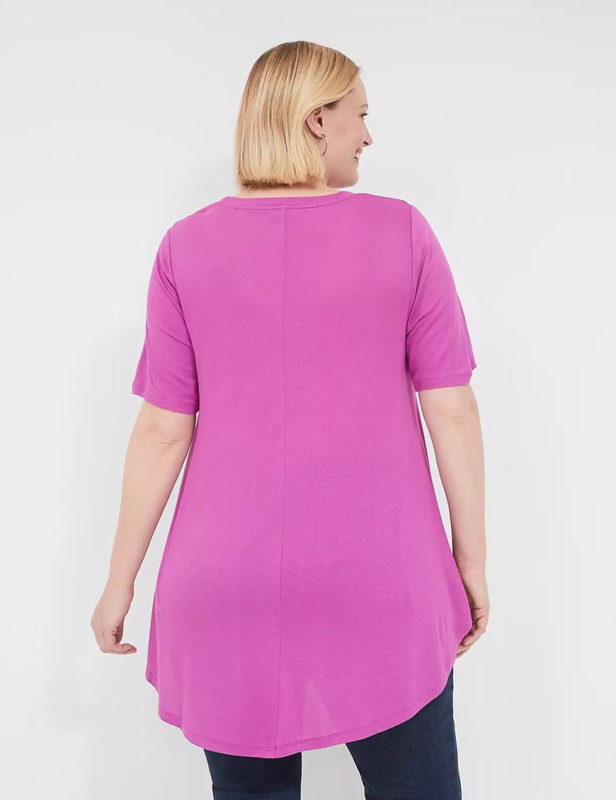 Lane Bryant Max Swing Perfect Sleeve Crew-Neck Tee T-shirts Dames Paars | GUL1892WE