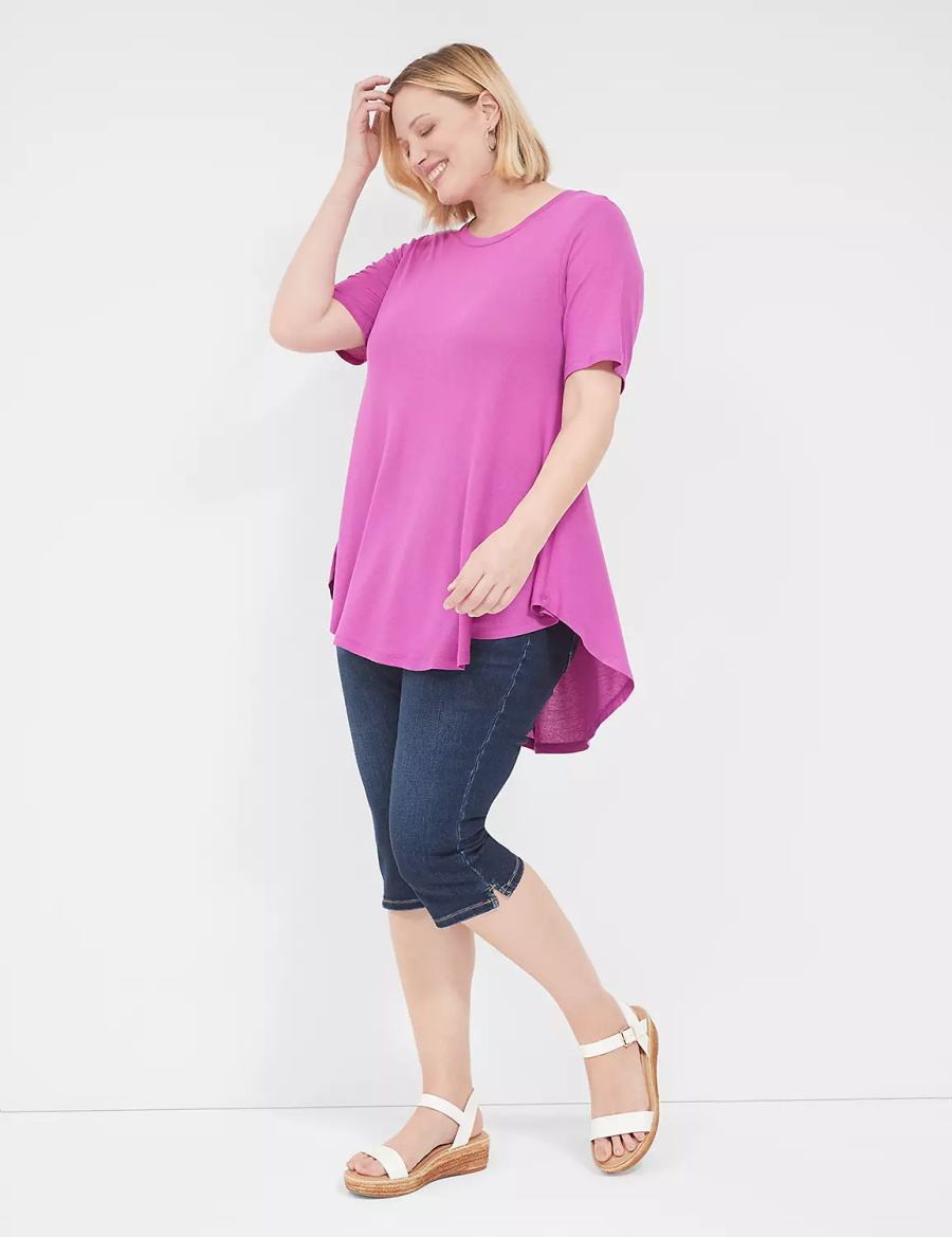 Lane Bryant Max Swing Perfect Sleeve Crew-Neck Tee T-shirts Dames Paars | GUL1892WE