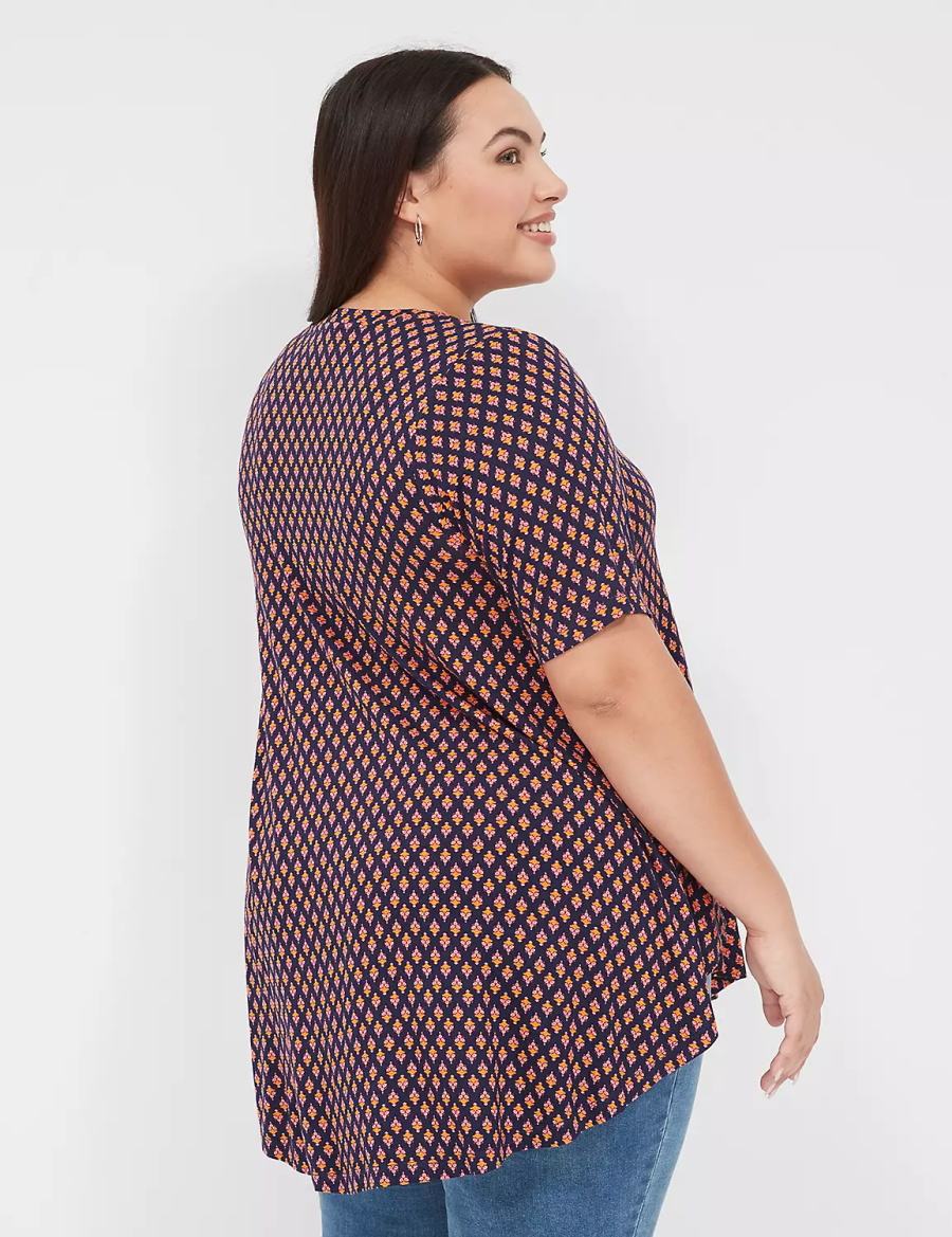 Lane Bryant Max Swing Perfect Sleeve Crew-Neck Tee T-shirts Dames Koffie | JCZ2899BF