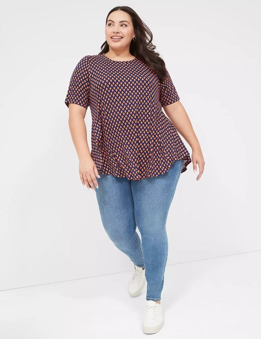 Lane Bryant Max Swing Perfect Sleeve Crew-Neck Tee T-shirts Dames Koffie | JCZ2899BF