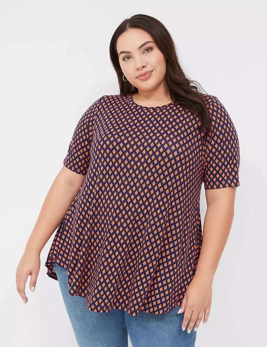 Lane Bryant Max Swing Perfect Sleeve Crew-Neck Tee T-shirts Dames Koffie | JCZ2899BF