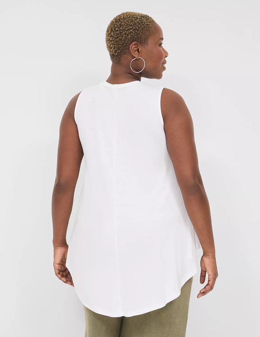 Lane Bryant Max Swing Sleeveless High-Neck Tunic T-shirts Dames Wit | FPD3194YJ