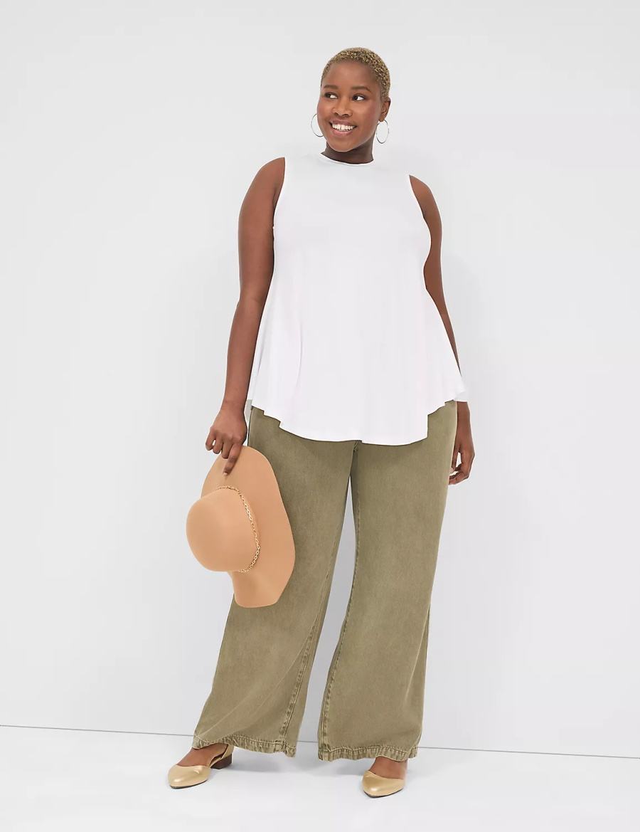 Lane Bryant Max Swing Sleeveless High-Neck Tunic T-shirts Dames Wit | FPD3194YJ