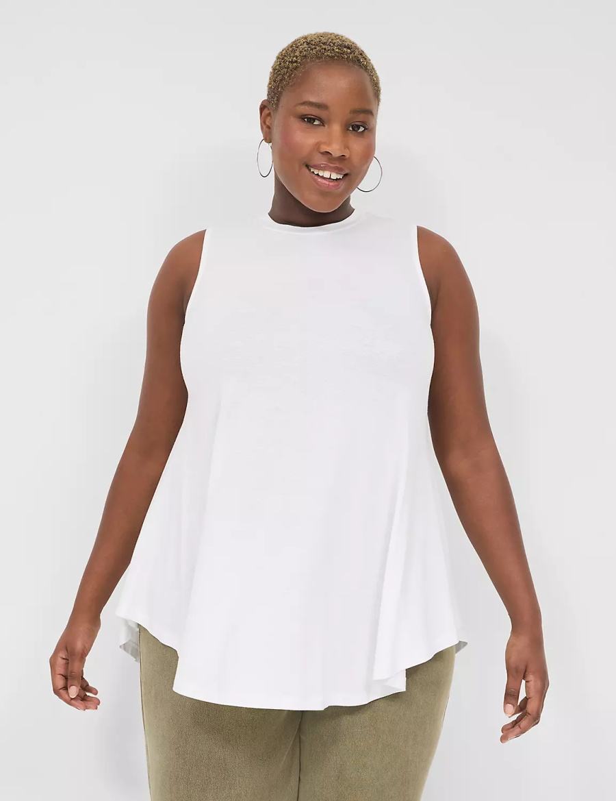 Lane Bryant Max Swing Sleeveless High-Neck Tunic T-shirts Dames Wit | FPD3194YJ