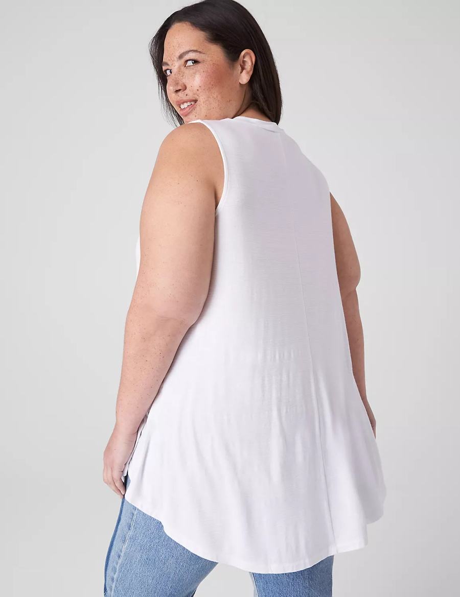 Lane Bryant Max Swing Sleeveless High-Neck Tunic T-shirts Dames Wit | KMP2266SV