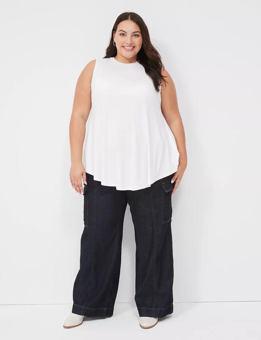 Lane Bryant Max Swing Sleeveless High-Neck Tunic T-shirts Dames Wit | KMP2266SV